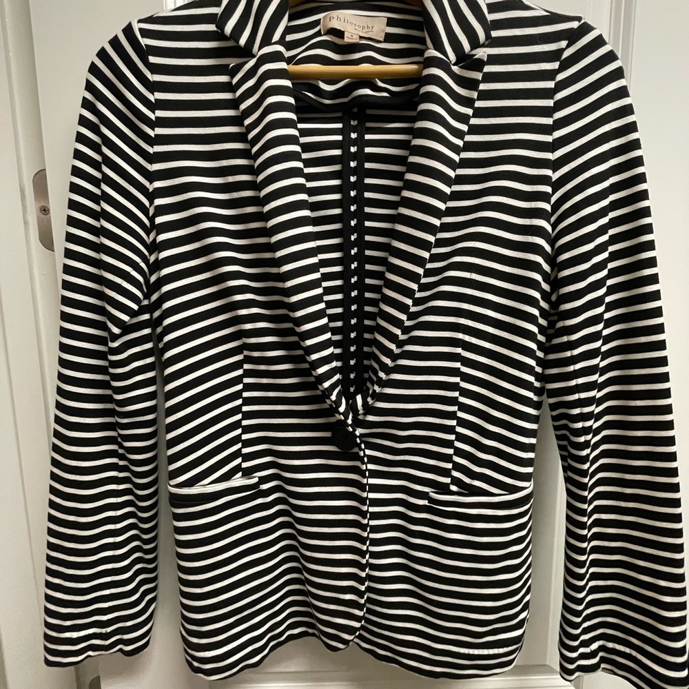 Chico's Black and White Striped Women's Jacket